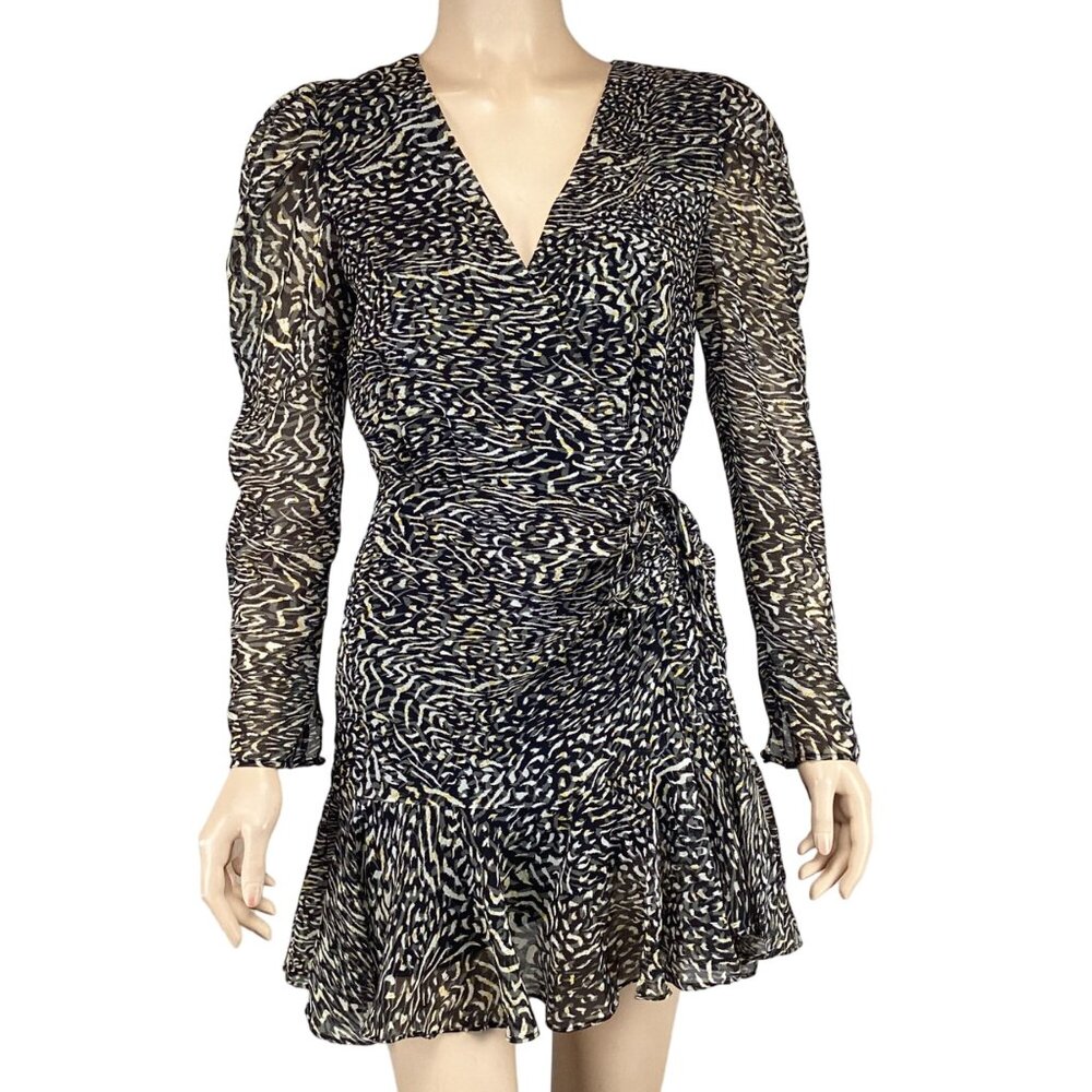 Steve Madden Womens Dress Size 2 NWOT NYLA Zebra Print Sheer Long Sleeve Black &